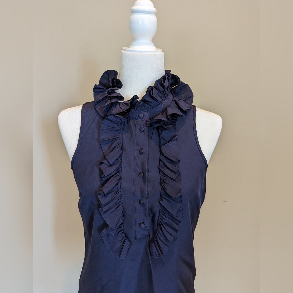 J Crew Women's Silk Navy Blue Sleeveless Blouse Size 8